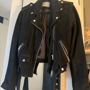 Black suede Aritzia Wilfred Moto jacket